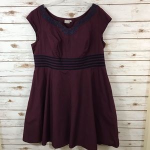 eShatki Dress Purple Fit Flare Embroidered 3X 26W